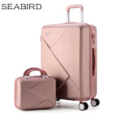Seabird 2Pcs/Set 14Inch Cosmetic Bag 20/22/24/26 Inch Girl Trolley Case Abs+Pc Students Travel