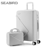 Seabird 2Pcs/Set 14Inch Cosmetic Bag 20/22/24/26 Inch Girl Trolley Case Abs+Pc Students Travel