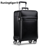 Luxury Retro Men'S And Women'S Travel Luggage Suitcase, Waterproof Pvc Leather Belt Pulley,