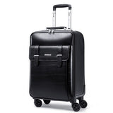 Luxury Retro Men'S And Women'S Travel Luggage Suitcase, Waterproof Pvc Leather Belt Pulley,