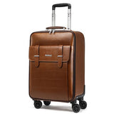 Luxury Retro Men'S And Women'S Travel Luggage Suitcase, Waterproof Pvc Leather Belt Pulley,