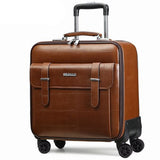 Luxury Retro Men'S And Women'S Travel Luggage Suitcase, Waterproof Pvc Leather Belt Pulley,