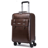 Quality Leather Trolley Luggage Travel Bag16 18 20 22 24 Inch Commercial Universal Wheels Cow Split