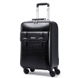Quality Leather Trolley Luggage Travel Bag16 18 20 22 24 Inch Commercial Universal Wheels Cow Split