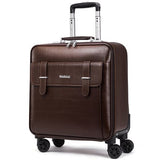 Quality Leather Trolley Luggage Travel Bag16 18 20 22 24 Inch Commercial Universal Wheels Cow Split