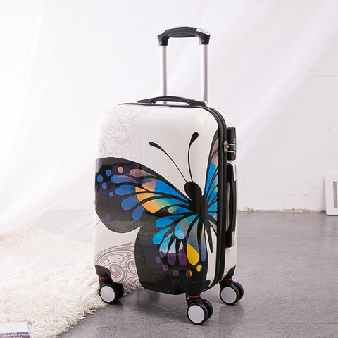 Wholesale!Gril 24 Inch Pc Butterfly Hardside Trolley Luggage Bags On 8-Universal Wheels,Super Light