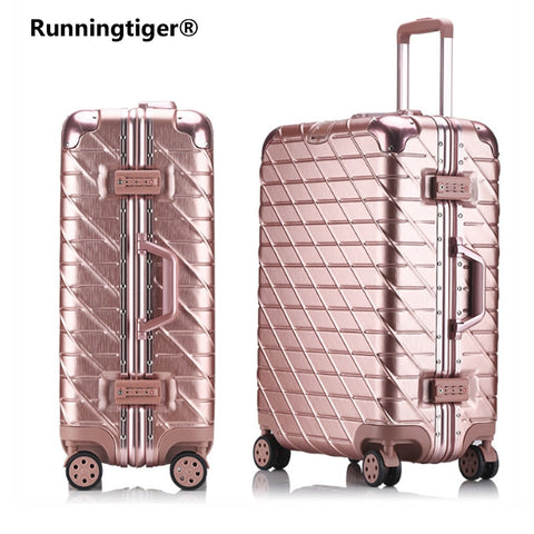 Aluminum Frame Travel Luggage 20"24"29" Travel Suitcase Woman Suitcase Metal Wrap Angle Drawing