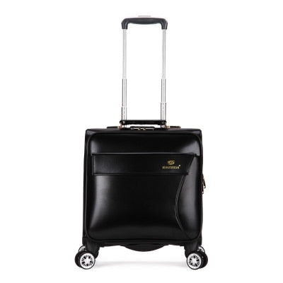 16 Inch High Quality Pu Leather Rolling Travel Luggage Suitcase Bag,Wheel  Trolley Case ,Women Drag