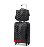 Retro Rolling Luggage Set Spinner Women Trolley Case 24Inch Travel Suitcase Set Wheels 20 Inch Pu