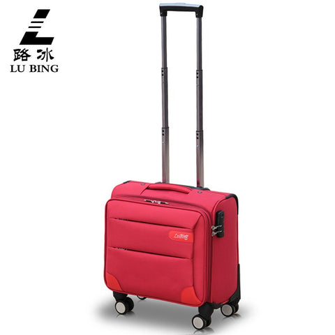 High Quality 16Inches Boarding Nylon Trolley Luggage On Universal Wheels With Aluminum Alloy Rod