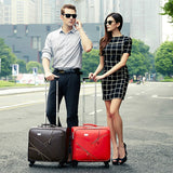 Commercial 16 Universal Wheels Trolley Luggage Married Small Leather The Box,Red/Brown/Black