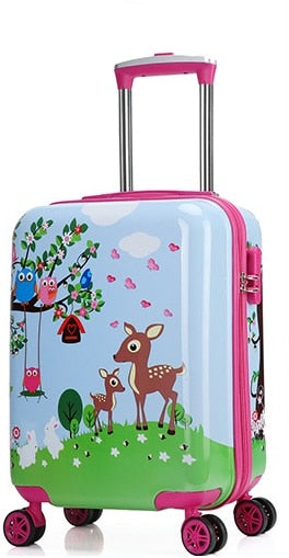 New Fashion 19'20' Cute Cartoon Suitcases Wheel Kids Boys And Girls Rolling Luggage Spinner Trolley