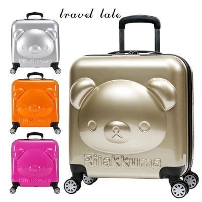 Travel Tale 100% Pc 18 Inch Rolling Luggage Spinner Easily Cartoon Bear Luggage Suitable For
