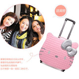 Hotsale!18Inches Pink Pu Hello Kitty Children Trolley Luggage,High Quality Cartoon Animation Lovely