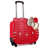 Hotsale!18Inches Pink Pu Hello Kitty Children Trolley Luggage,High Quality Cartoon Animation Lovely