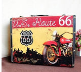 40.5*30.5*13.5Cm British Rod Rolling Luggage Suitcase Antique Wooden Box Spinner Decoration