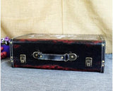 40.5*30.5*13.5Cm British Rod Rolling Luggage Suitcase Antique Wooden Box Spinner Decoration