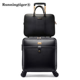 Retro Rolling Luggage Set Spinner Women Trolley Case 24Inch Travel Suitcase Set Wheels 20Inch Pvc