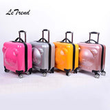 Letrend 18 Inch 3D Cartoon Bear Rolling Luggage Spinner Children Suitcases Wheels Kids Cabin