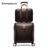 Retro Rolling Luggage Set Spinner Women Trolley Case 24Inch Travel Suitcase Set Wheels 20Inch Pvc