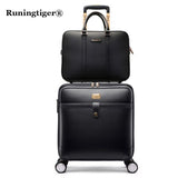 Retro Rolling Luggage Set Spinner Women Trolley Case 24Inch Travel Suitcase Set Wheels 20Inch Pvc