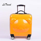 Letrend 18 Inch 3D Cartoon Bear Rolling Luggage Spinner Children Suitcases Wheels Kids Cabin