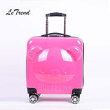 Letrend 18 Inch 3D Cartoon Bear Rolling Luggage Spinner Children Suitcases Wheels Kids Cabin