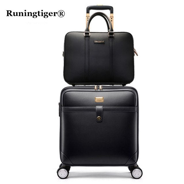 162024Luxury Luggage Suitcase Bag,Waterproof Pu Leather Travel Box With  Wheel ,Rolling Trolley