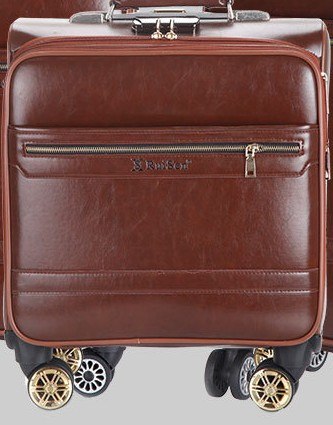 Men'S And Women'S Travel Luggage Waterproof Pu Suitcase 16" 20" 24" Leather Travel Case Pulley Cart