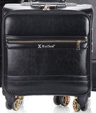 Men'S And Women'S Travel Luggage Waterproof Pu Suitcase 16" 20" 24" Leather Travel Case Pulley Cart