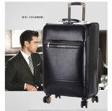 Men'S And Women'S Travel Luggage Waterproof Pu Suitcase 16" 20" 24" Leather Travel Case Pulley Cart