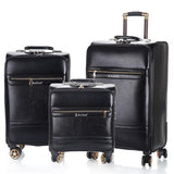 Men'S And Women'S Travel Luggage Waterproof Pu Suitcase 16" 20" 24" Leather Travel Case Pulley Cart