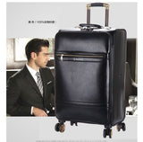Men'S And Women'S Travel Luggage Waterproof Pu Suitcase 16" 20" 24" Leather Travel Case Pulley Cart