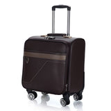 Men'S And Women'S Travel Luggage Waterproof Pu Luxury Suitcase 18Inch Leather Travel Case Pulley