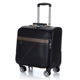 Men'S And Women'S Travel Luggage Waterproof Pu Luxury Suitcase 18Inch Leather Travel Case Pulley