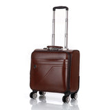 Men'S And Women'S Travel Luggage Waterproof Pu Luxury Suitcase 18Inch Leather Travel Case Pulley
