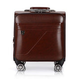 Men'S And Women'S Travel Luggage Waterproof Pu Luxury Suitcase 18Inch Leather Travel Case Pulley