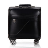 Men'S And Women'S Travel Luggage Waterproof Pu Luxury Suitcase 18Inch Leather Travel Case Pulley