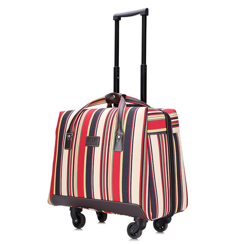 Overlooks Stripe Oxford Fabric Portable Trolley Travel Bag Computer Bag Luggage,Women 18Inches