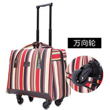 Overlooks Stripe Oxford Fabric Portable Trolley Travel Bag Computer Bag Luggage,Women 18Inches