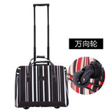 Overlooks Stripe Oxford Fabric Portable Trolley Travel Bag Computer Bag Luggage,Women 18Inches