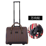 Overlooks Stripe Oxford Fabric Portable Trolley Travel Bag Computer Bag Luggage,Women 18Inches