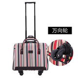 Overlooks Stripe Oxford Fabric Portable Trolley Travel Bag Computer Bag Luggage,Women 18Inches