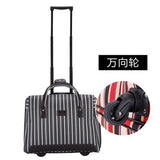 Overlooks Stripe Oxford Fabric Portable Trolley Travel Bag Computer Bag Luggage,Women 18Inches
