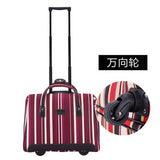 Overlooks Stripe Oxford Fabric Portable Trolley Travel Bag Computer Bag Luggage,Women 18Inches