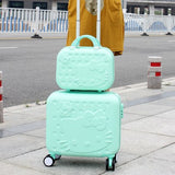 14" Cosmetic Box+16" Luggage Abs Cartoon Hardside Trolley Luggage Bags Set,Female Pink Hello Kt