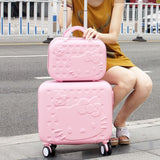14" Cosmetic Box+16" Luggage Abs Cartoon Hardside Trolley Luggage Bags Set,Female Pink Hello Kt