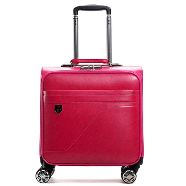 Fashion Trolley Case,Business Boarding Box,Universal Wheel 16 Inch Luggage Bag,Pu Valise,Silent