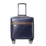 Fashion Trolley Case,Business Boarding Box,Universal Wheel 16 Inch Luggage Bag,Pu Valise,Silent