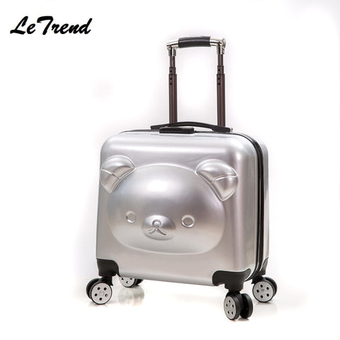 New Abs 18/20Inch Rolling Luggage 3D Cute Suitcase Travel Suitcase With Wheels Custom Laser